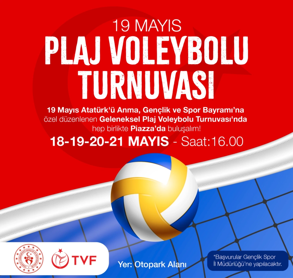 19 Mayıs'a özel Plaj Voleybolu Turnuvası Piazza'da!